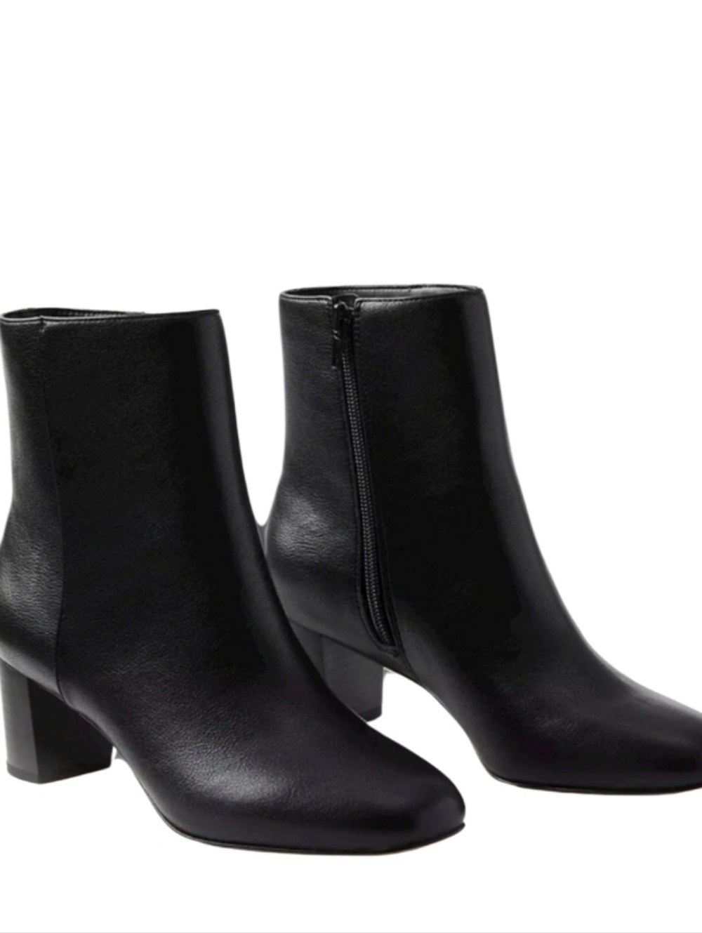 NEW! LOFT Black Vegan Leather Block Heel Ankle Boot Booties 6.